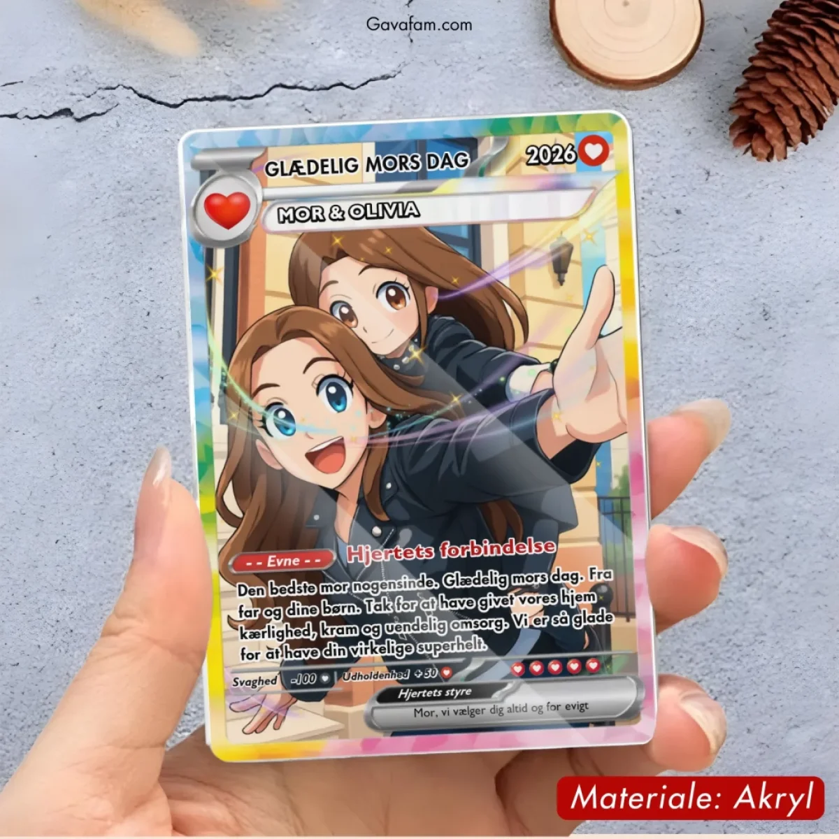Til mor - Personligt anime-kort i TCG-stil - en unik gave med dit eget foto