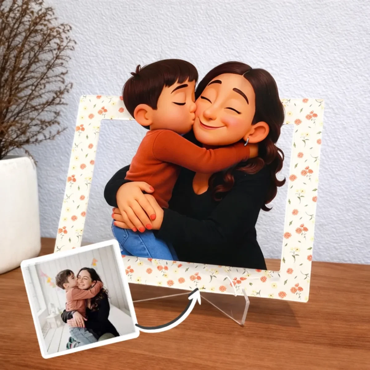 Personlig 3D-akrylmålningar i tecknad stil till mamma