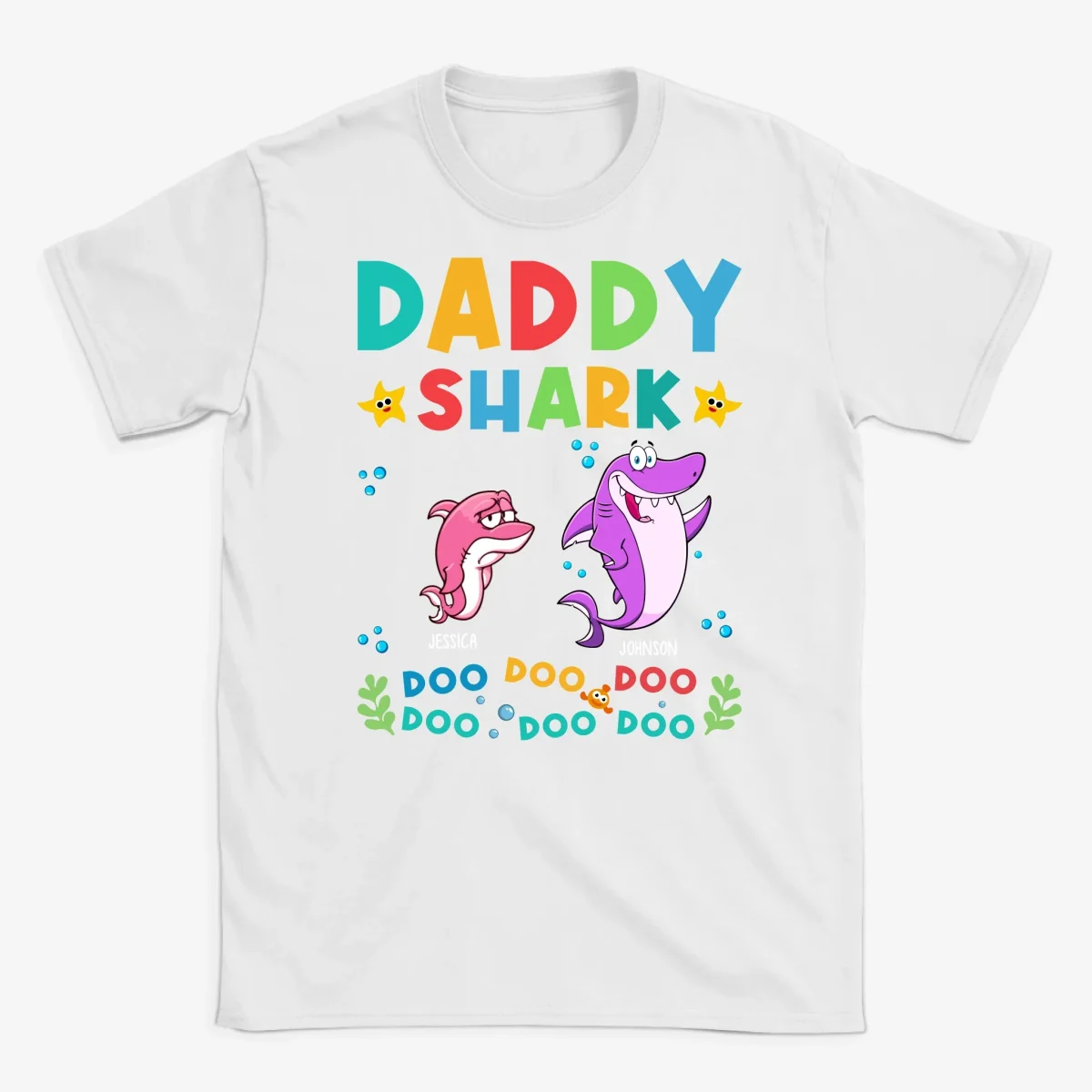 Personlig T-shirt til far med teksten "Daddy Shark" - Bild 3