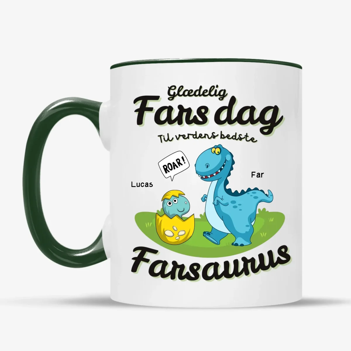Glædelig Fars dag - Personlig Krus til Farsaurus, Personlig gave til far